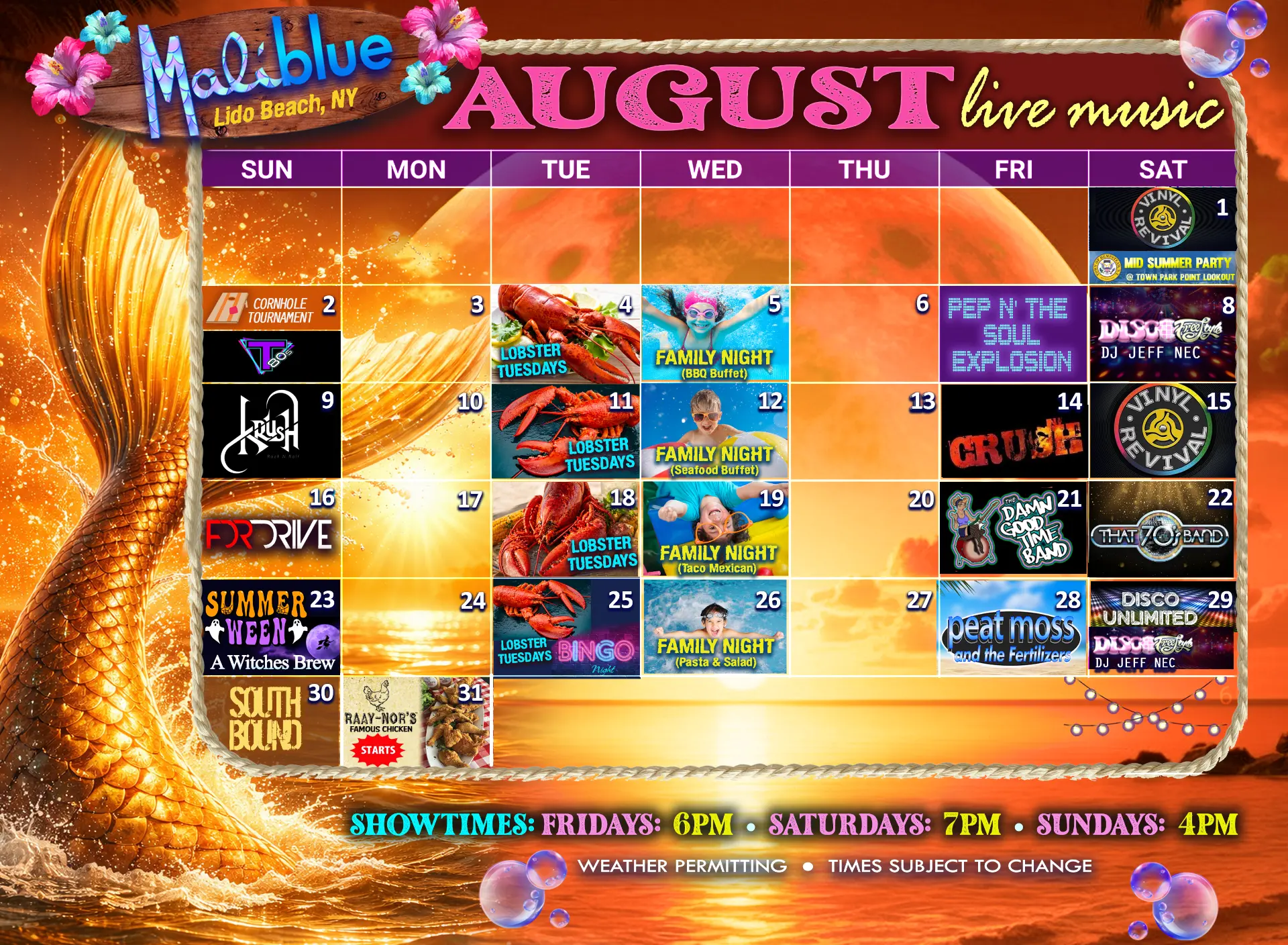 Maliblue August 2026 Concert Calendar