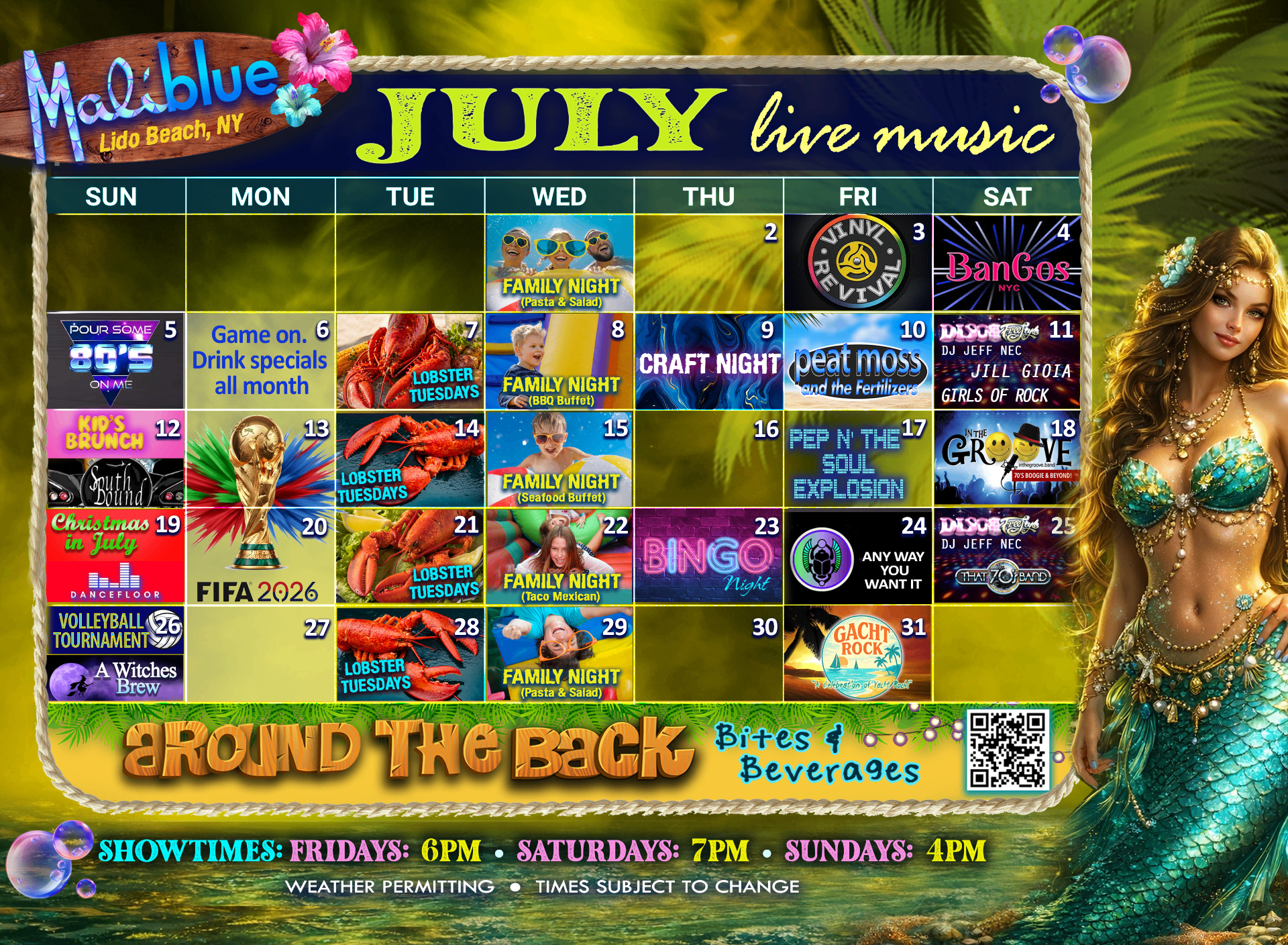 Maliblue July 2026 Live Music Calendar