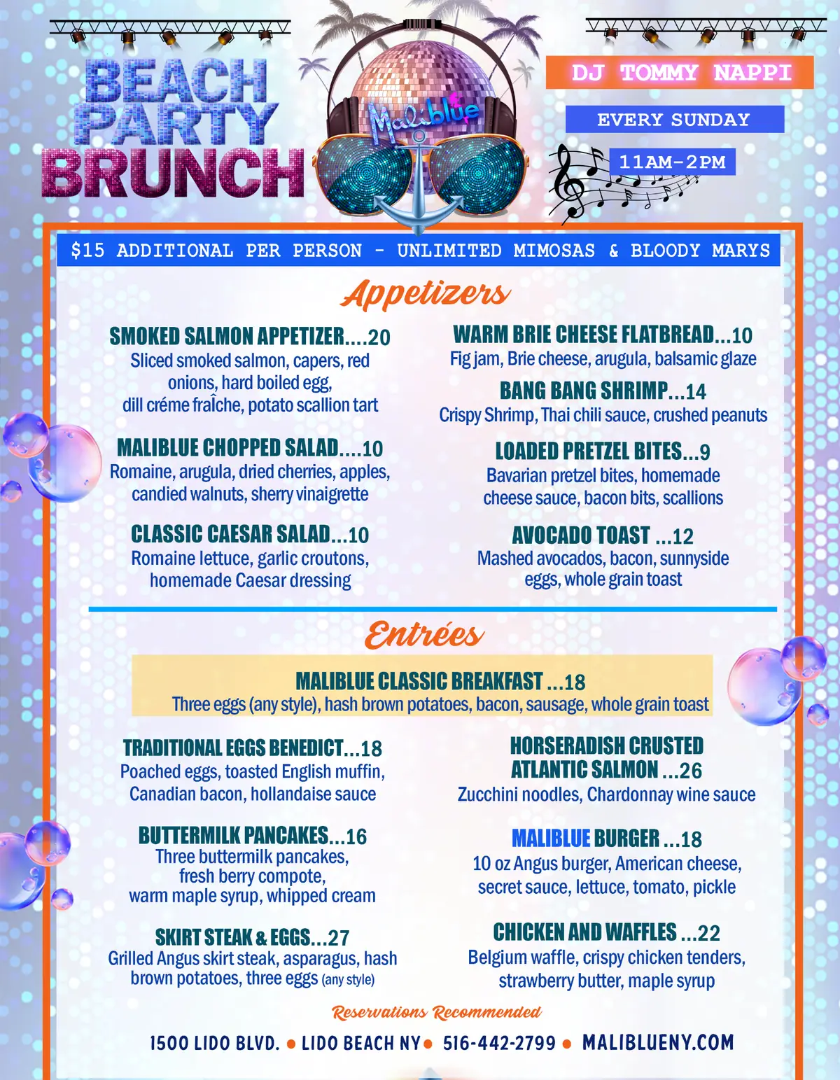 Beach Party Brunch at Maliblue Restaurant Beach Party Brunch at Maliblue Restaurant